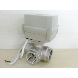 3 way Auto return Stainless steel motorized ball valve